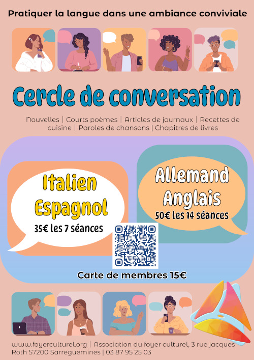 Cercle de conversations en Espagnol, Italien, anglais, allemand Cercle de conversations en Espagnol, Italien, anglais, allemand