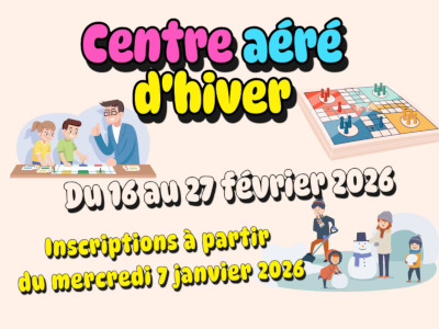 Centre aéré du 16 au 27 février 2026
