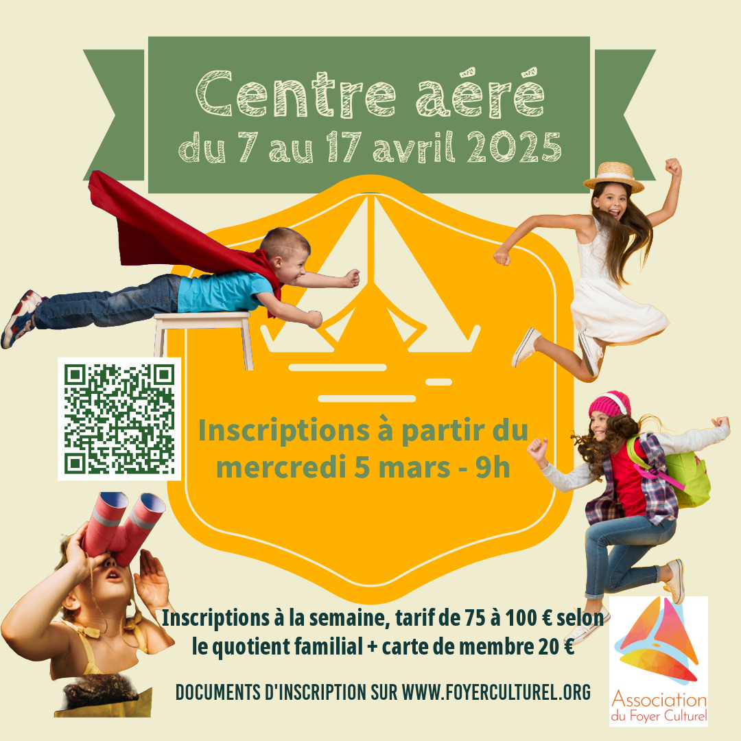 Centre aéré du 7 au 17 avril 2025. Inscriptions à partir du mercredi 5 mars
